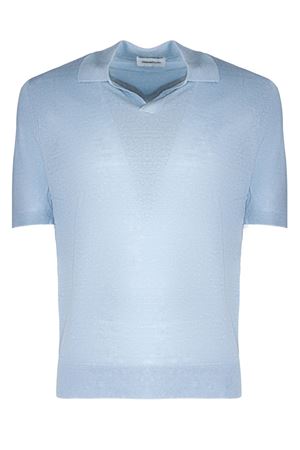 Light blue linen blend polo shirt DIANA STUDIO | MSS25SIN56374